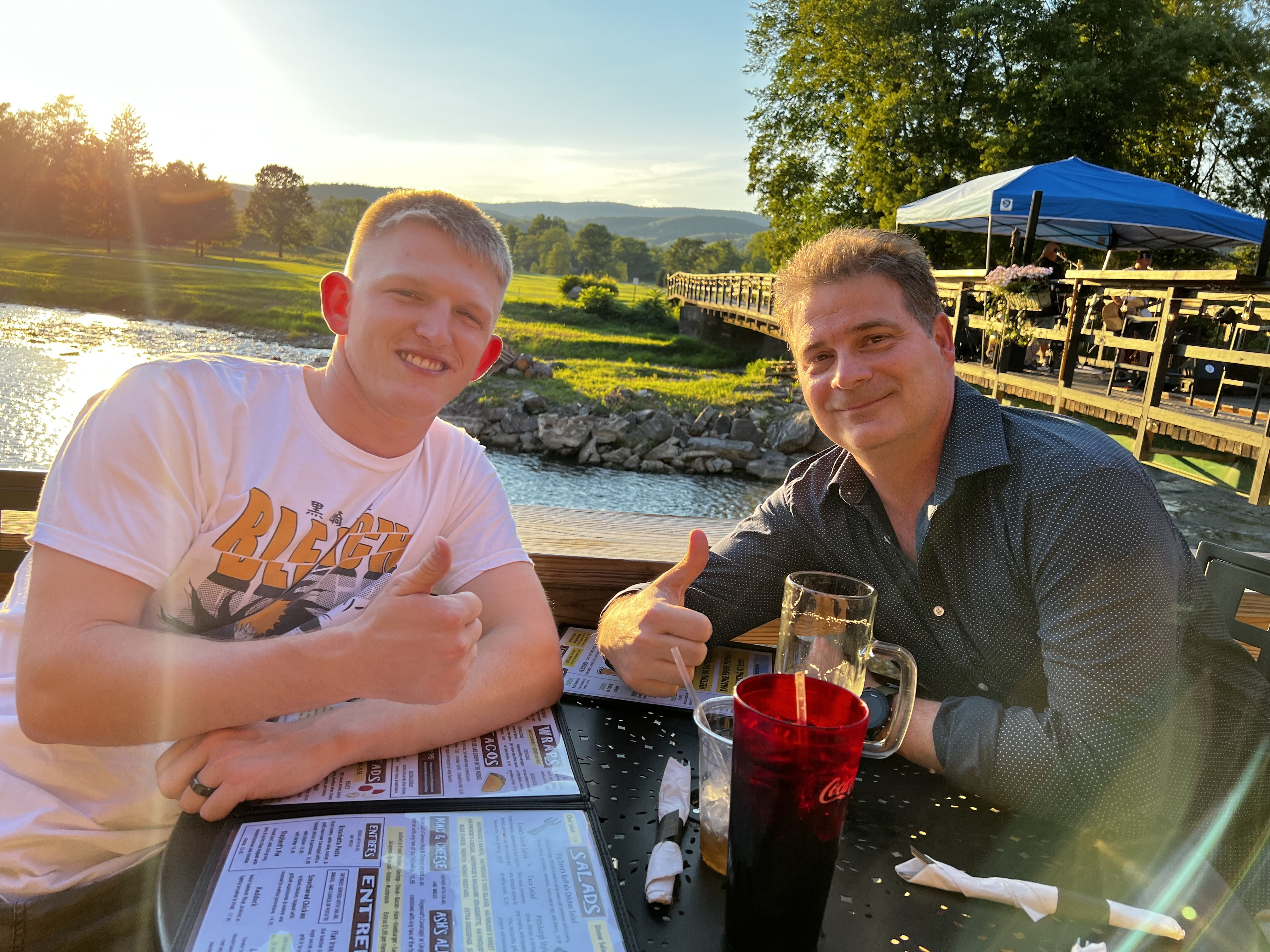 Friends dining on the patio